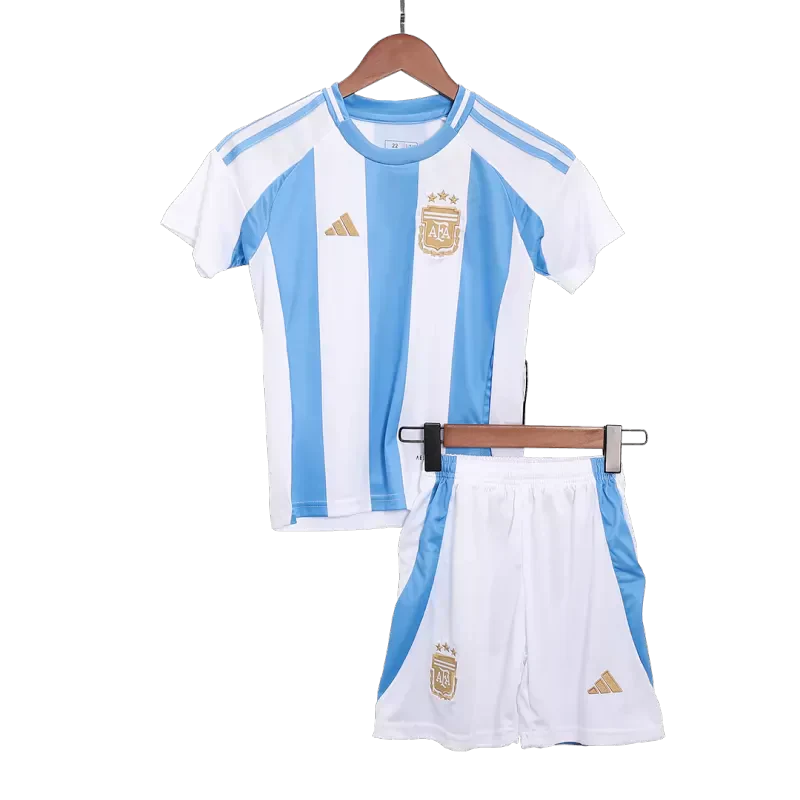 Argentina Home Kids Soccer Jerseys Kit Copa America 2024 Go Game Wear