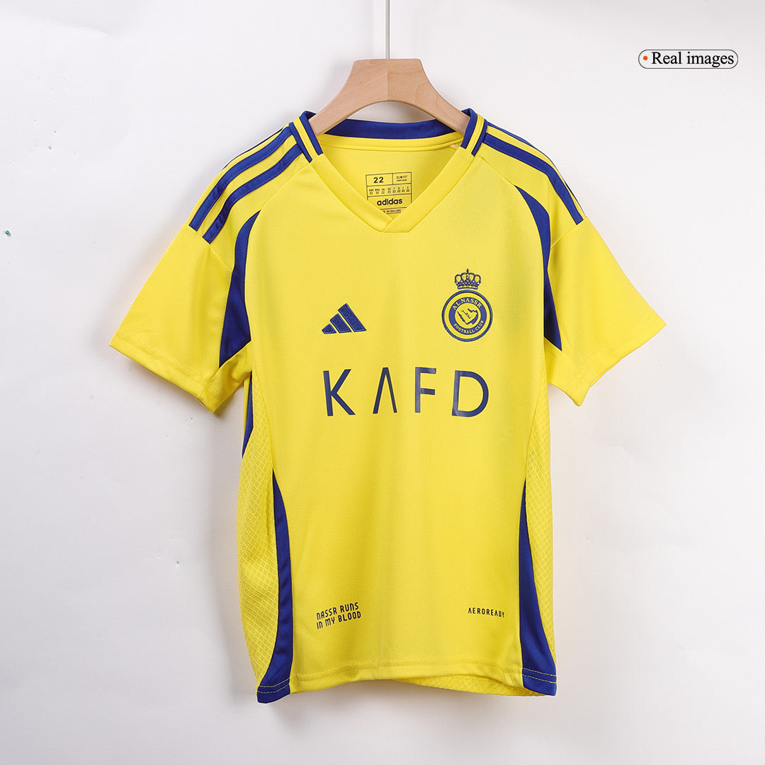 Kid's Al Nassr Home  Soccer Jersey Kit(Jersey+Shorts) 2024/25 Top Soccer Jerseys Store