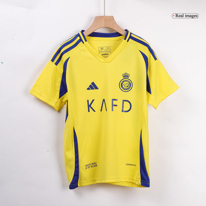 Kid's Al Nassr Home  Soccer Jersey Kit(Jersey+Shorts+Socks) 2024/25 Top Soccer Jerseys Store