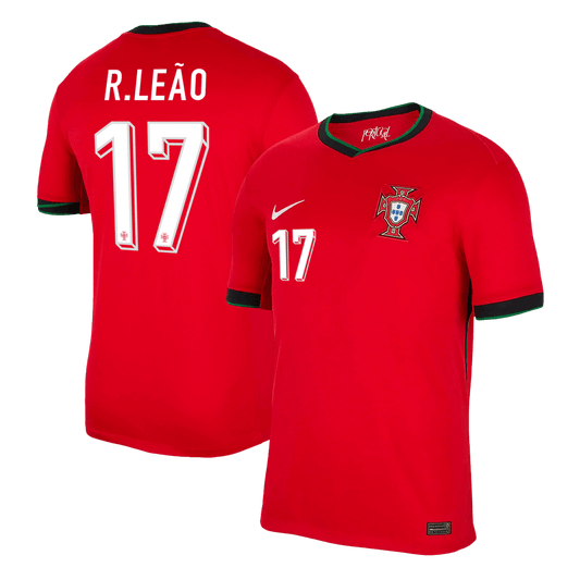 R.Leão #17 Portugal Home  Soccer Jersey Euro 2024 Top Soccer Jerseys Store