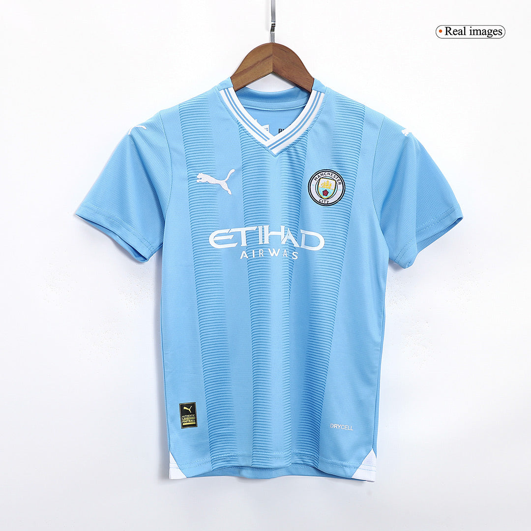 Kid's Manchester City Home  Soccer Jersey Kit(Jersey+Shorts) 2023/24 Top Soccer Jerseys Store