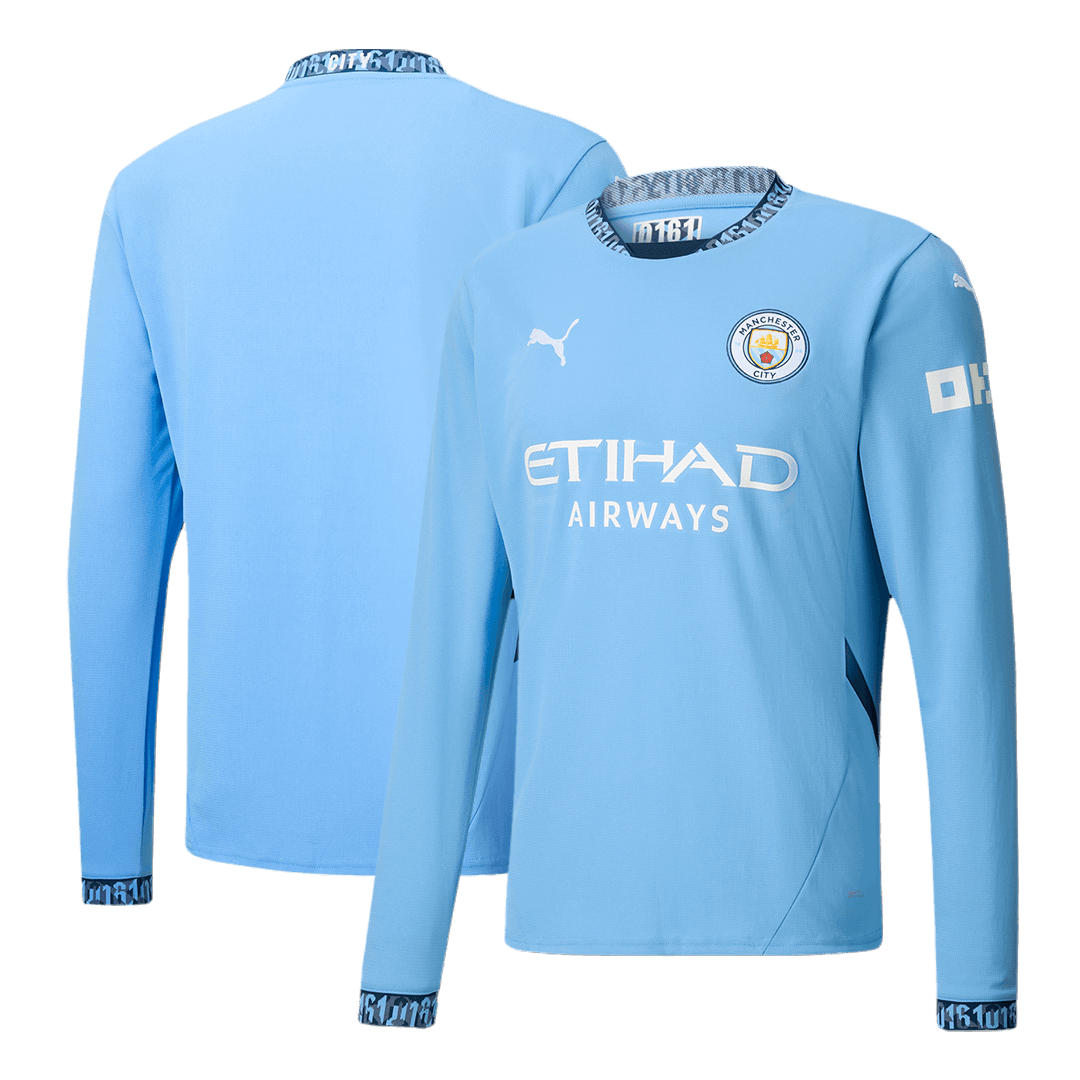 Manchester City Home Long Sleeve  Soccer Jersey 2024/25 Top Soccer Jerseys Store