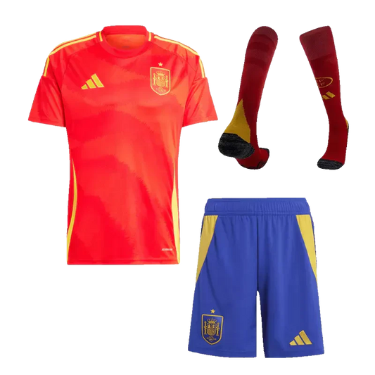 Spain Home Soccer Jersey Kit(Jersey+Shorts+Socks) 2024/25 Go Game Wear