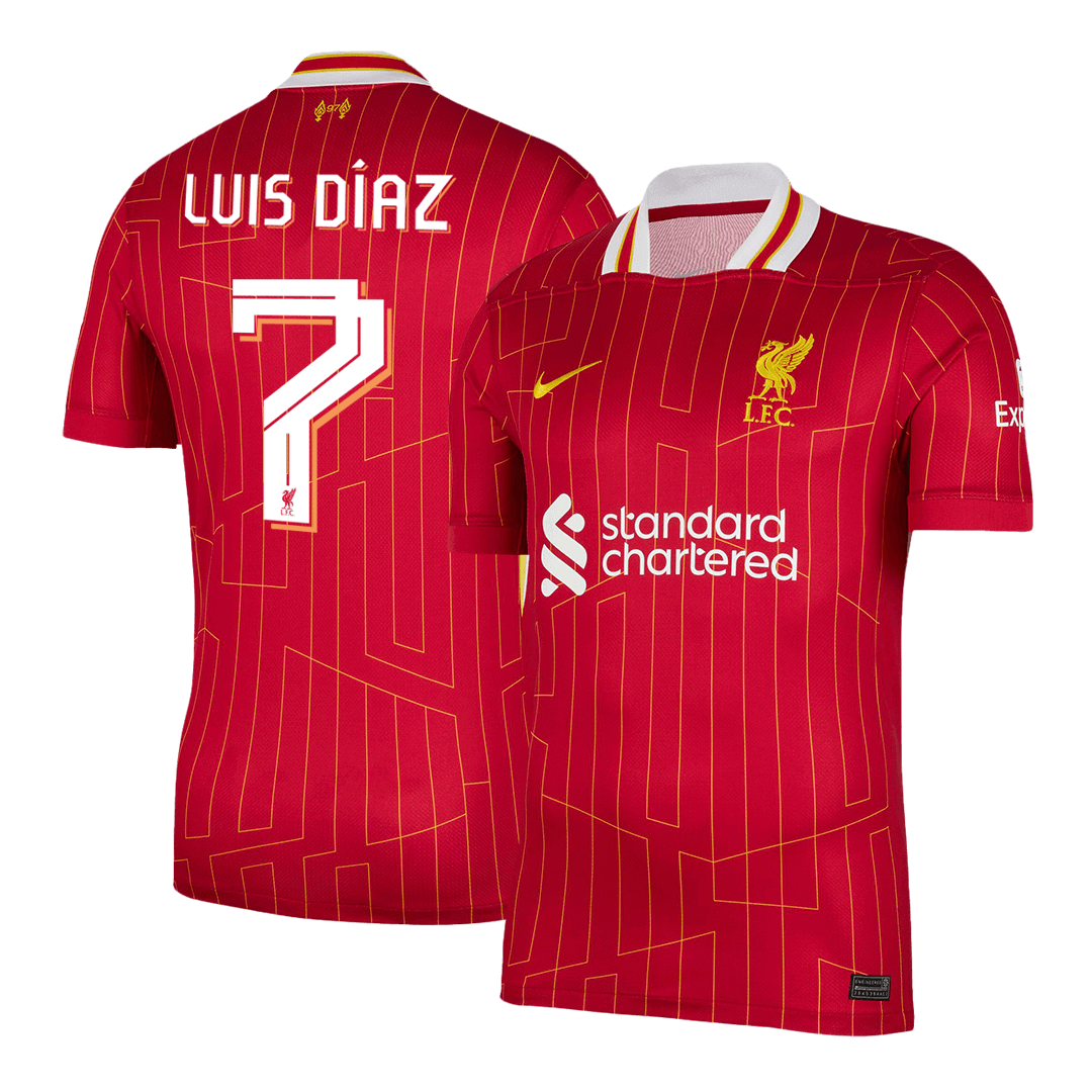 Luis Díaz #7 Liverpool Home  Soccer Jersey 2024/25 - UCL Top Soccer Jerseys Store
