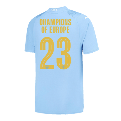Manchester City CHAMPIONS OF EUROPE #23 Home  Soccer Jersey 2023/24 Top Soccer Jerseys Store