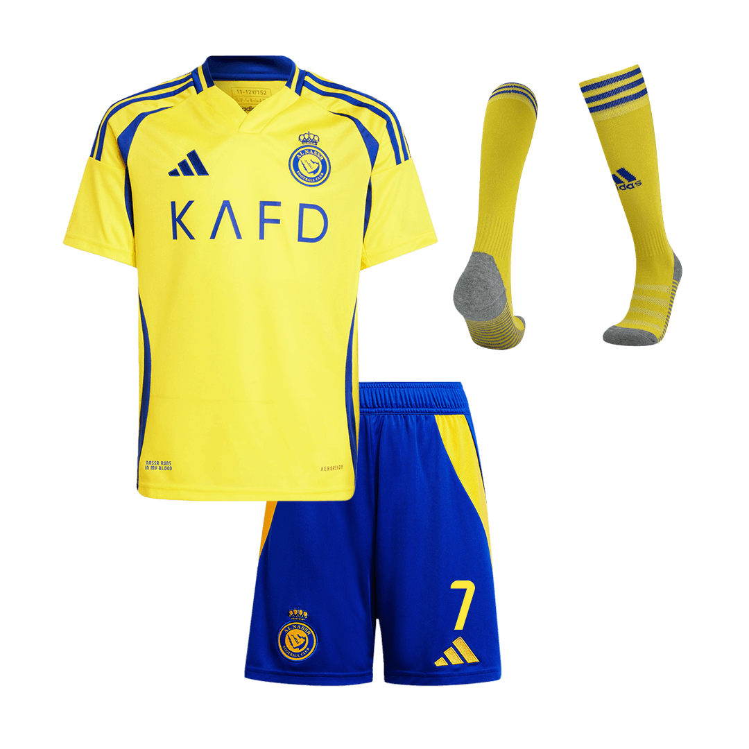 Kid's RONALDO #7 Al Nassr Home  Soccer Jersey Kit(Jersey+Shorts+Socks) 2024/25 Top Soccer Jerseys Store