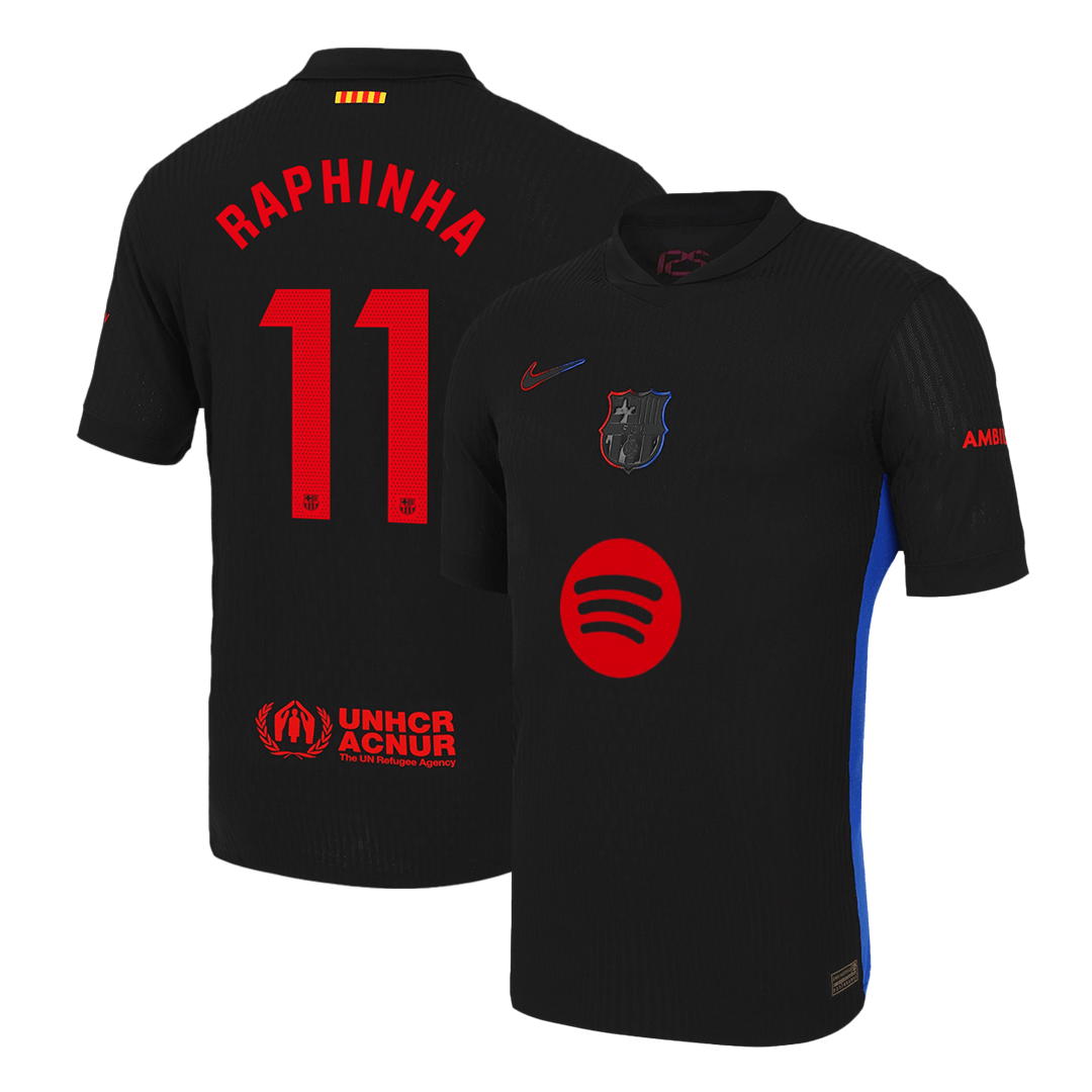 Player Version RAPHINHA #11 Barcelona Away  Soccer Jersey 2024/25 -?Spotify Logo Without Text? Top Soccer Jerseys Store
