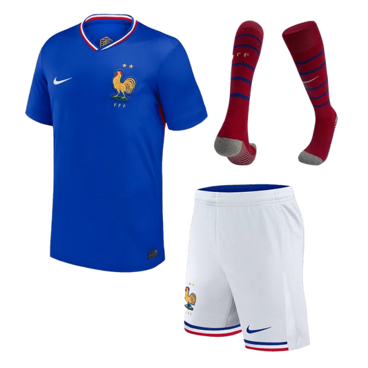 France Home Soccer Jersey Kit (Jersey+Shorts+Socks) Euro 2024