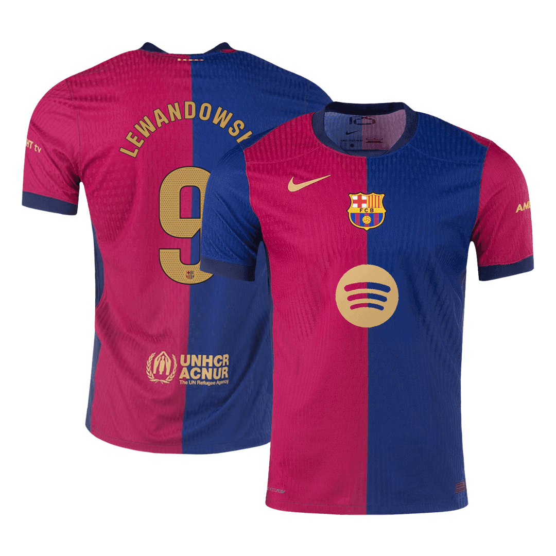 Player Version LEWANDOWSKI #9 Barcelona Home  Soccer Jersey 2024/25 - Spotify Logo Without Text Top Soccer Jerseys Store