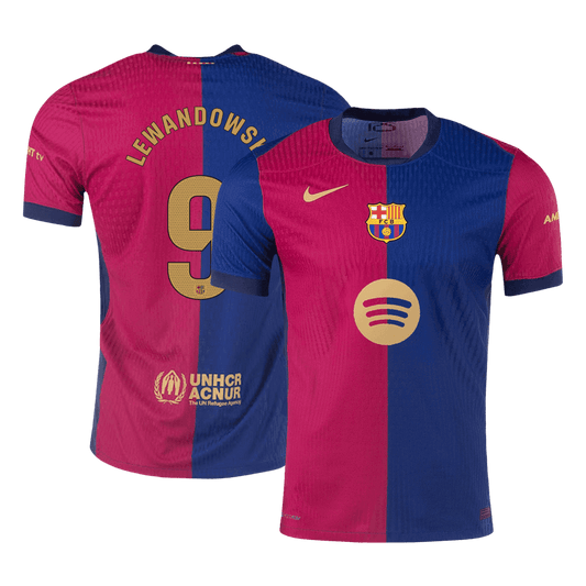 Player Version LEWANDOWSKI #9 Barcelona Home  Soccer Jersey 2024/25 - Spotify Logo Without Text Top Soccer Jerseys Store