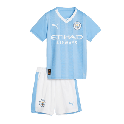Kid's Manchester City Home  Soccer Jersey Kit(Jersey+Shorts) 2023/24 Top Soccer Jerseys Store