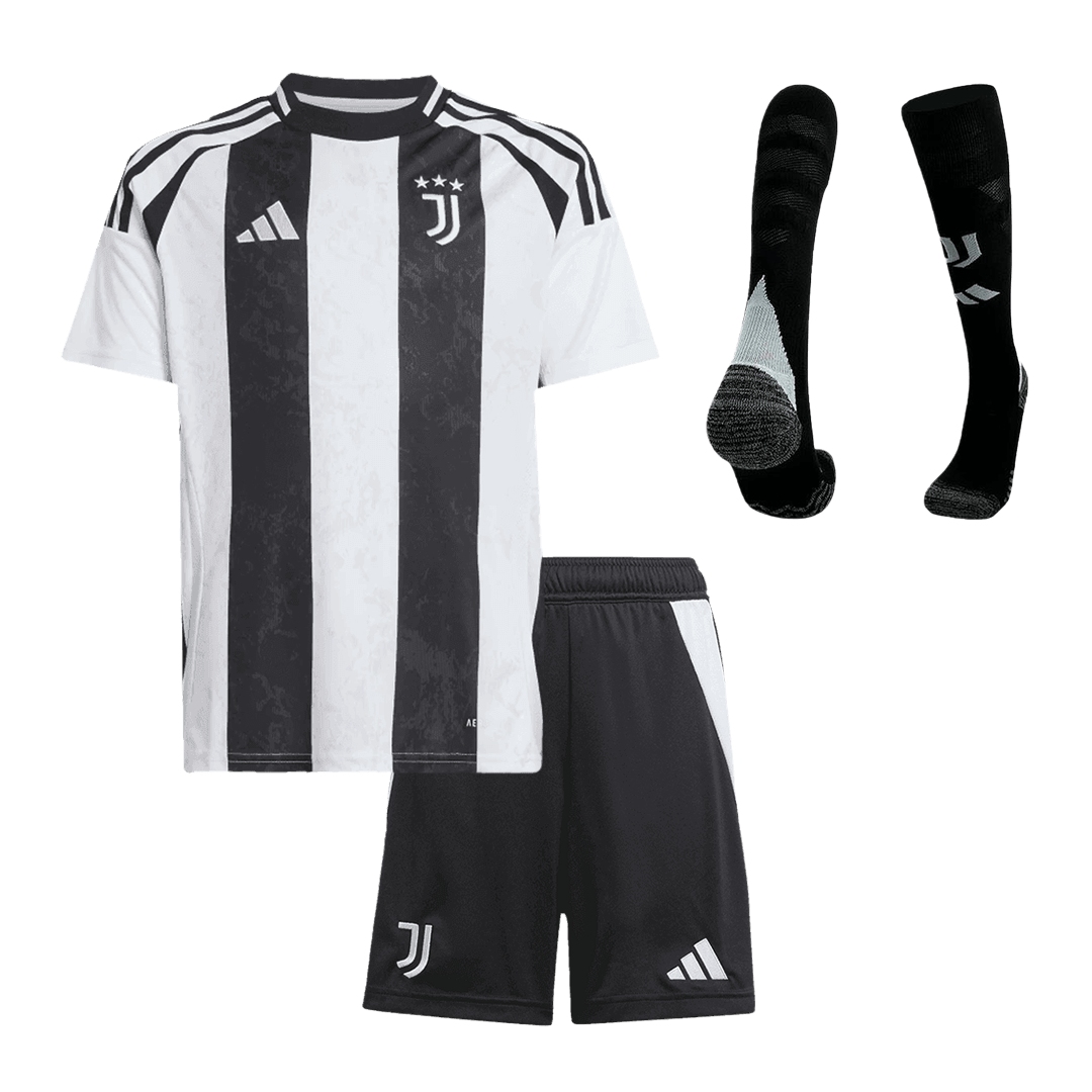 Kid's Juventus Home  Soccer Jersey Kit(Jersey+Shorts+Socks) 2024/25 Top Soccer Jerseys Store