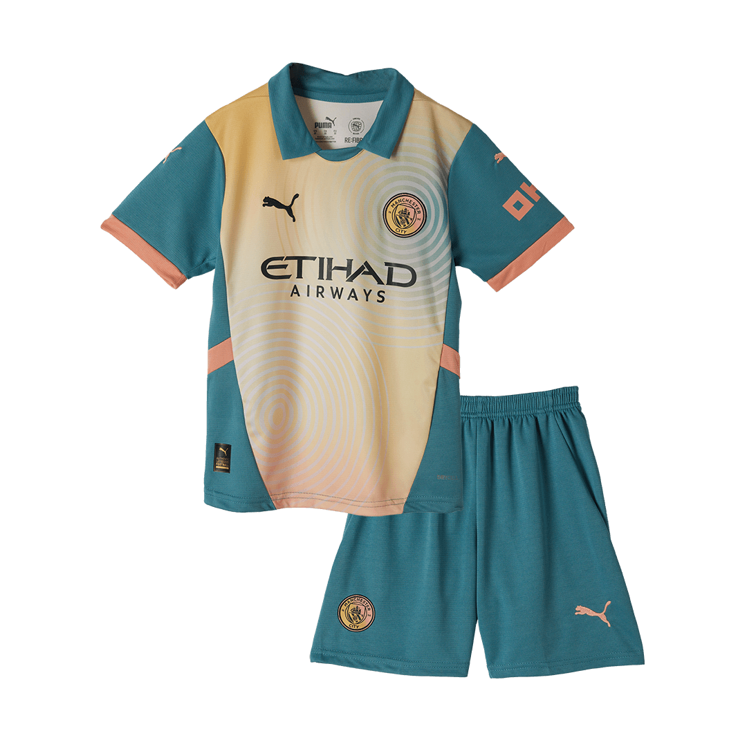 Kid's Manchester City Fourth Away  Soccer Jersey Kit(Jersey+Shorts) 2024/25- Definitely City (UCL) Top Soccer Jerseys Store