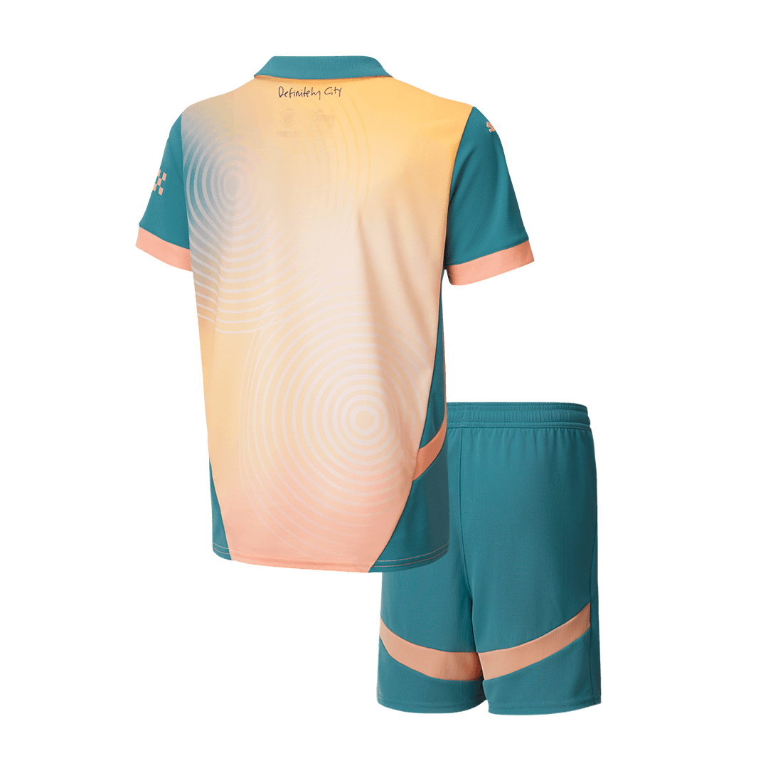 Kid's Manchester City Fourth Away  Soccer Jersey Kit(Jersey+Shorts) 2024/25- Definitely City (UCL) Top Soccer Jerseys Store