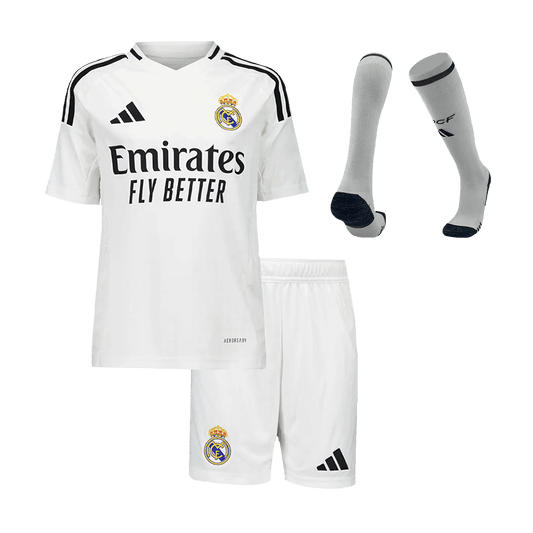 Kid's Real Madrid Home Soccer Jersey Kit(Jersey+Shorts+Socks) 2024/25 Top Soccer Jerseys Store