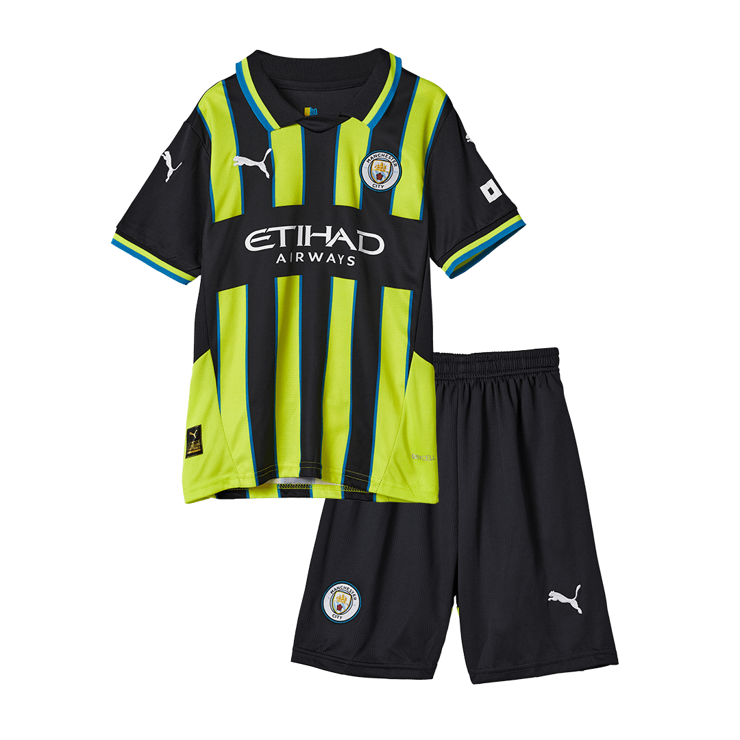 Kid's Manchester City Away  Soccer Jersey Kit(Jersey+Shorts) 2024/25 Top Soccer Jerseys Store