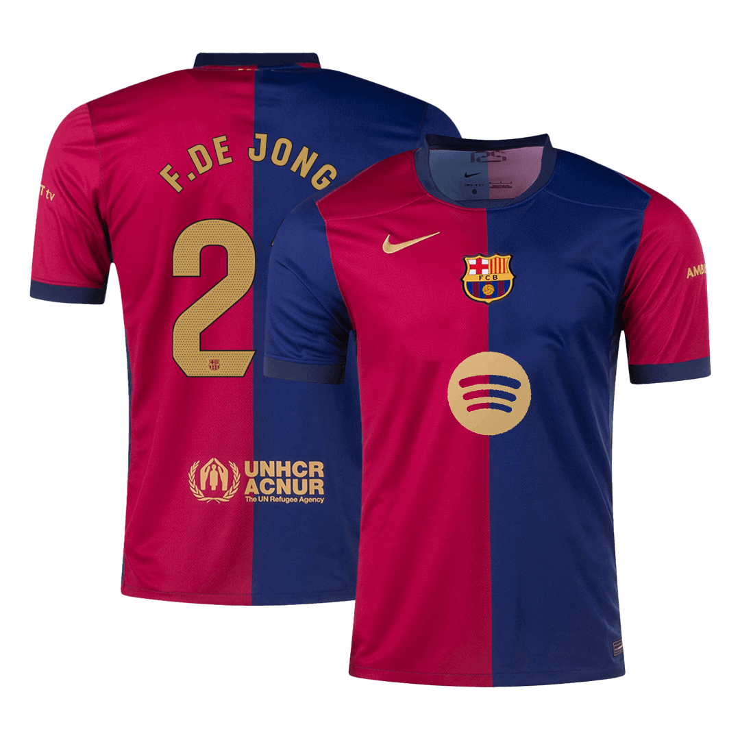 F.DE JONG #21 Barcelona Home  Soccer Jersey 2024/25- Spotify Logo Without Text Top Soccer Jerseys Store