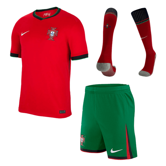 [Super Quailty] Men's Portugal Home Jersey Full Kit Euro 2024 Go Game Wear