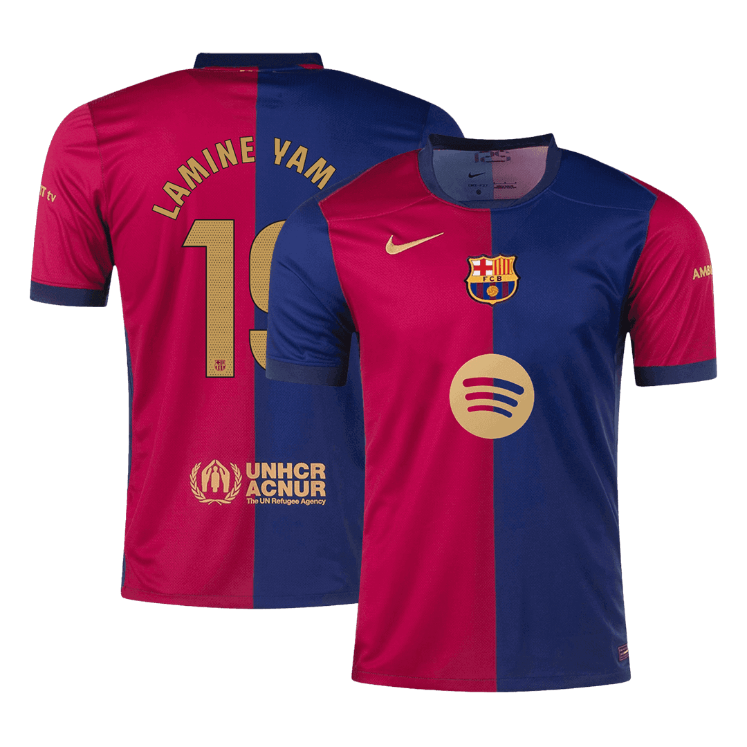 LAMINE YAMAL #19 Barcelona Home  Soccer Jersey 2024/25- Spotify Logo Without Text Top Soccer Jerseys Store