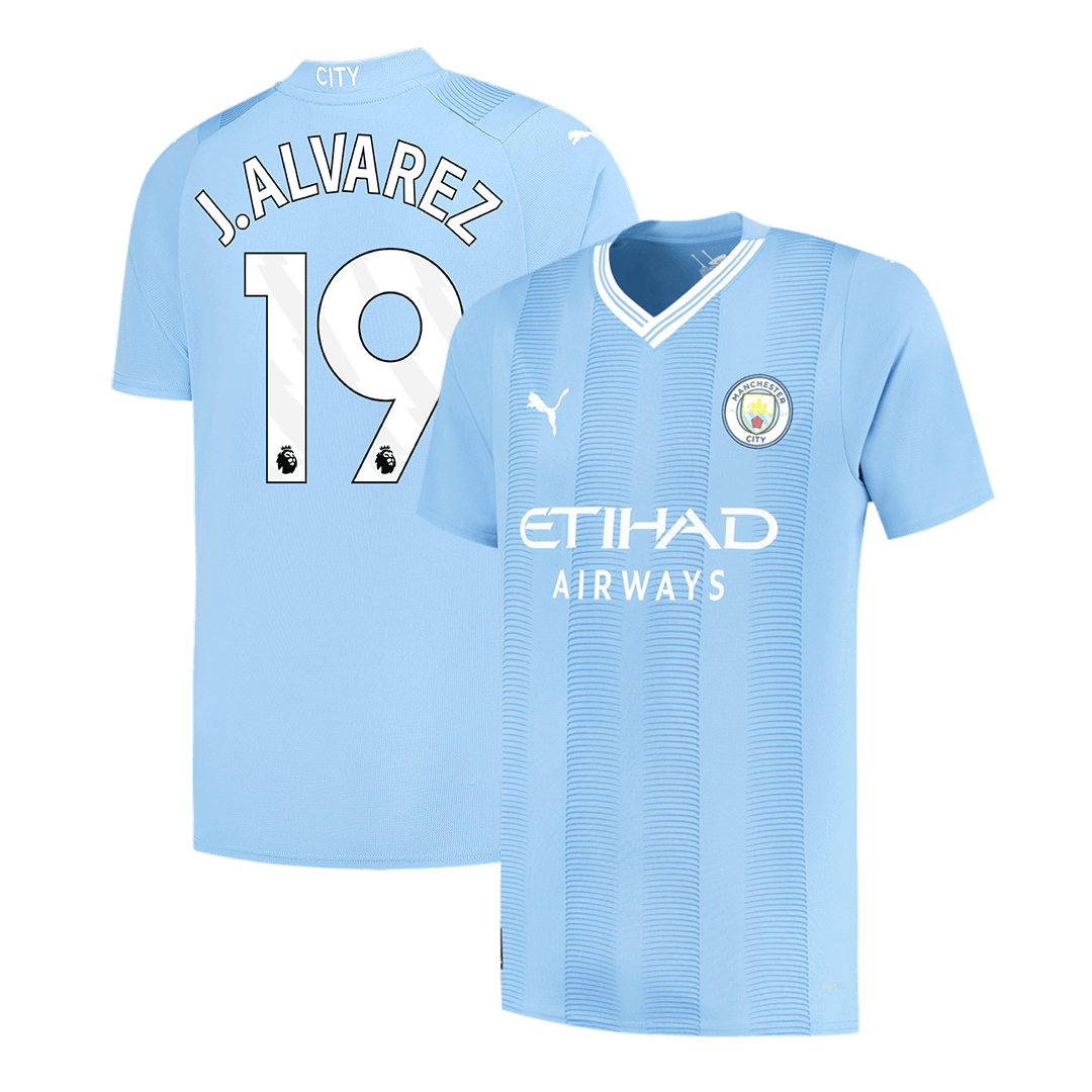 J.ALVAREZ #19 Manchester City Home  Soccer Jersey 2023/24 Top Soccer Jerseys Store