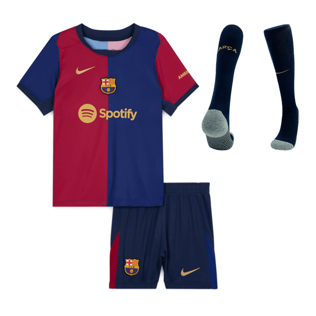Kid's Barcelona Home  Soccer Jersey Kit(Jersey+Shorts+Socks) 2024/25 Top Soccer Jerseys Store
