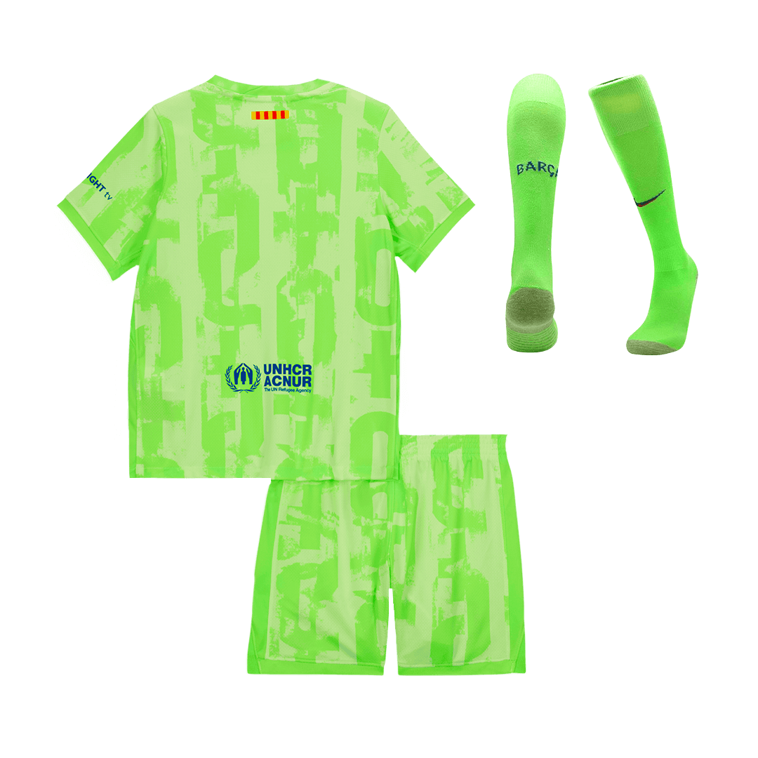 Kid's Barcelona Third Away  Soccer Jersey Kit(Jersey+Shorts+Socks) 2024/25- UCL (Spotify Logo Without Text) Top Soccer Jerseys Store