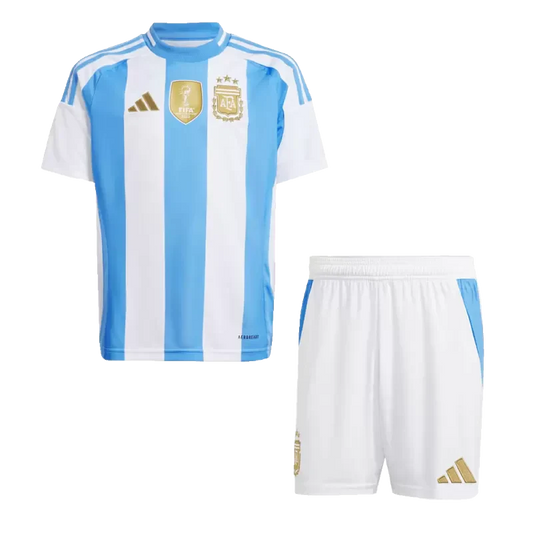 Argentina Home Kids Soccer Jerseys Kit Copa America 2024 Go Game Wear