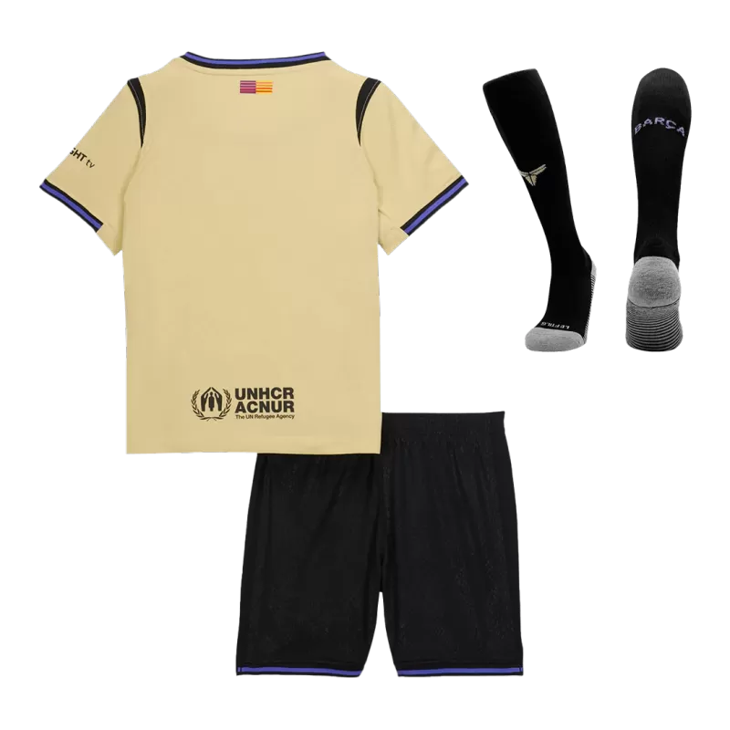 Kid‘s Barcelona Away Soccer Jerseys (Jersey+Short+Socks) Kit 2025/26