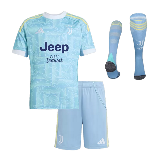Kid's Juventus Away Soccer Jersey Kit(Jersey+Shorts+Socks) 2025/26