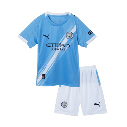 Kid's Manchester City Home Soccer Jersey Kit(Jersey+Shorts) 2025/26