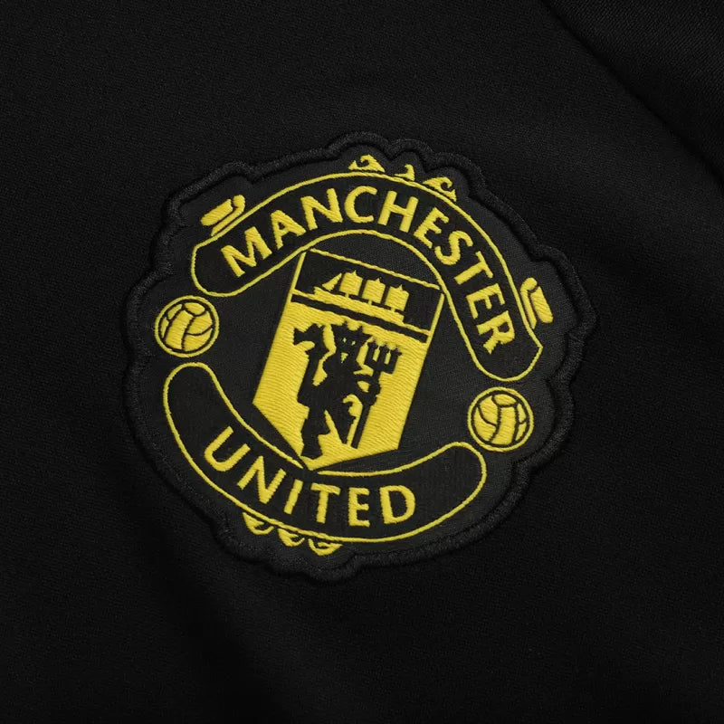 Kid's Manchester United 1/4 Zip Training Kit (Jacket+Pants) 2025/26 - Black