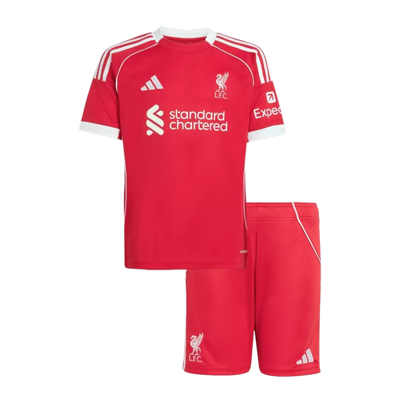 Kids Liverpool Home Soccer Jerseys Kit 2025/26 (Jersey+Shorts)