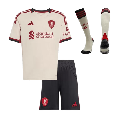 Kids Liverpool Away Soccer Jersey Kit (Jersey+Shorts+Socks) 2025/26