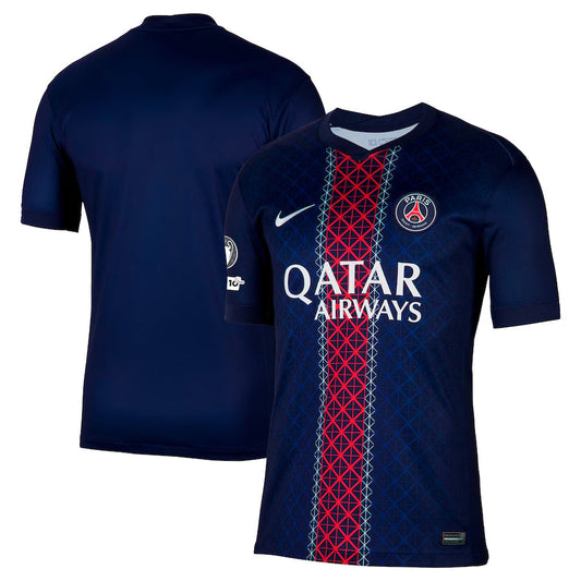 PSG Home Match Shirt 2025-26 with Champions League and UEFA Foundation 10th Anniversary Badge Go Game Wear