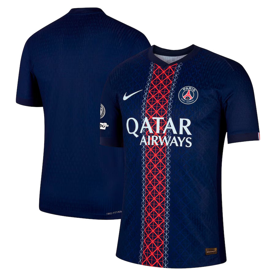 Player Verison PSG Home Match Shirt 2025-26 with Champions League and UEFA Foundation 10th Anniversary Badge Go Game Wear