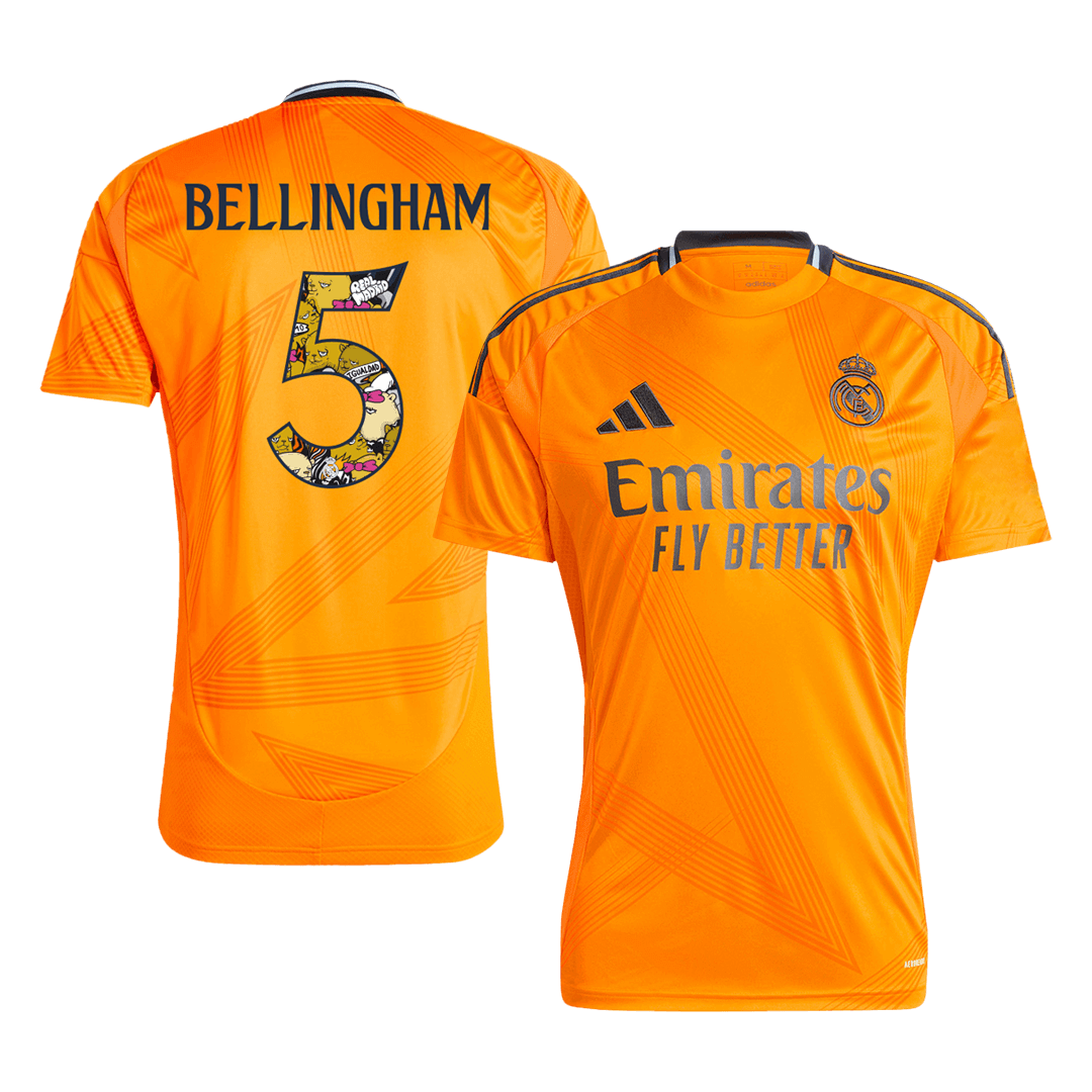 BELLINGHAM #5 Real Madrid Away  Soccer Jersey 2024/25 - Bear Champ Font Top Soccer Jerseys Store