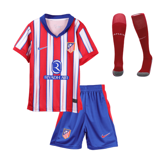 Kid's Atletico Madrid Home  Soccer Jersey Kit(Jersey+Shorts+Socks) 2024/25 Top Soccer Jerseys Store