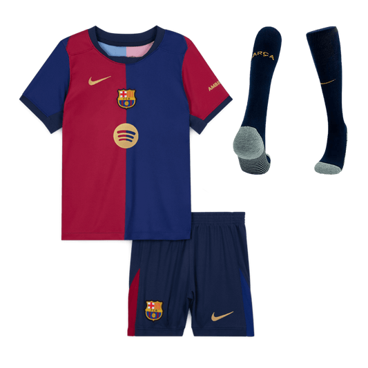Kid's Barcelona Home  Soccer Jersey Kit(Jersey+Shorts+Socks) 2024/25-Spotify Logo Without Text Top Soccer Jerseys Store