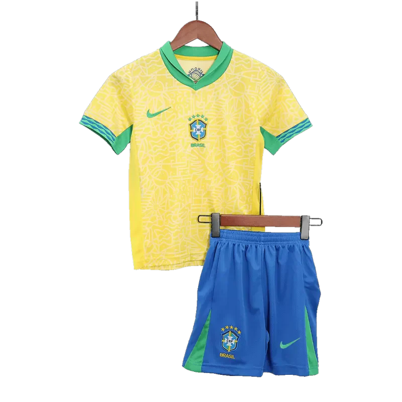 Brazil Kid‘s Home Soccer Jerseys (Jersey+Short) Kit 2024 Top Soccer Jerseys Store