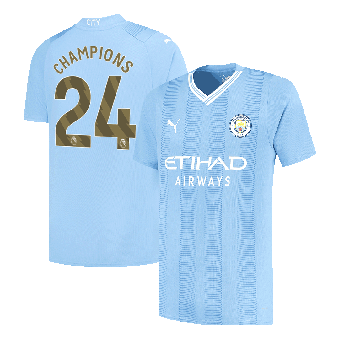 CHAMPIONS #24 Manchester City Home  Soccer Jersey 2023/24 Top Soccer Jerseys Store