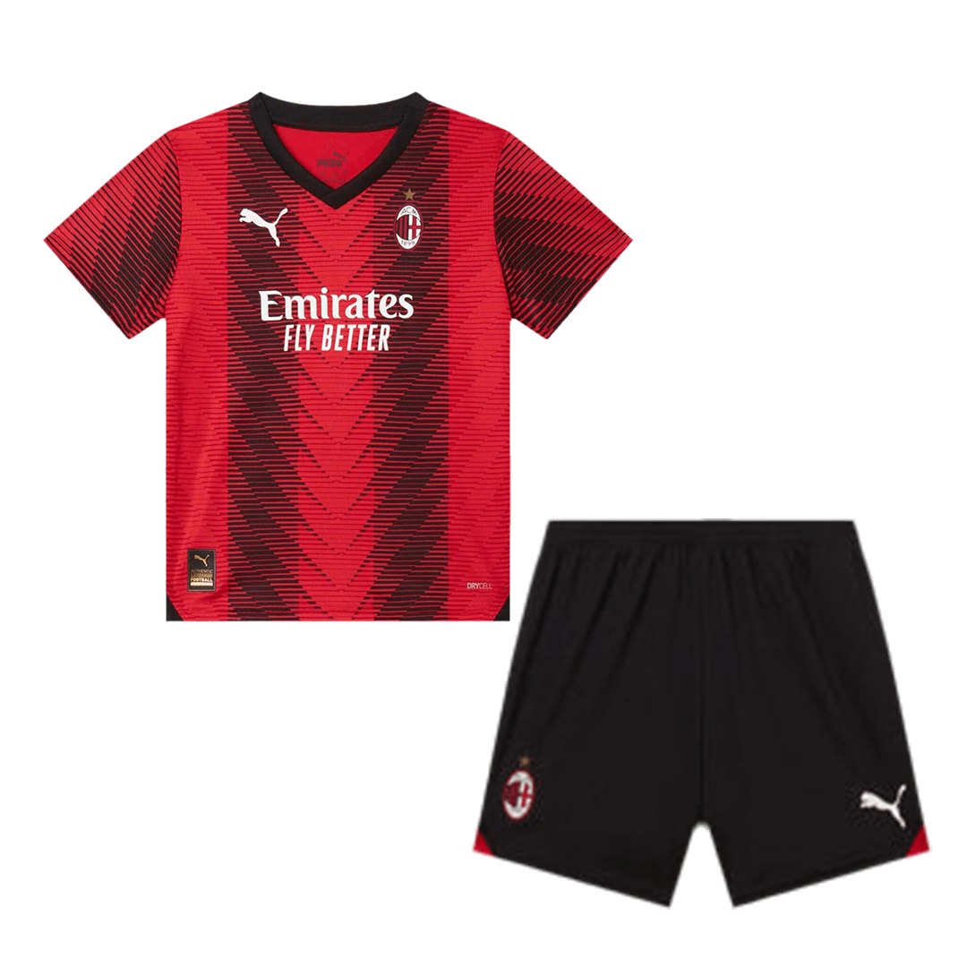 Kid's AC Milan Home  Soccer Jersey Kit(Jersey+Shorts) 2023/24 Top Soccer Jerseys Store