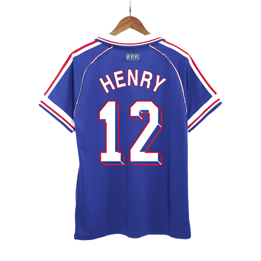 Retro HENRY #12 1998 France Home  Soccer Jersey Top Soccer Jerseys Store
