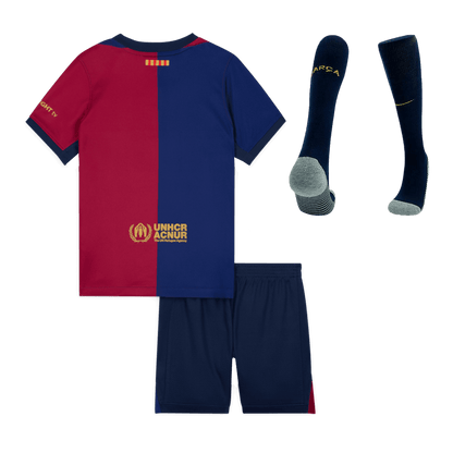 Kid's Barcelona Home  Soccer Jersey Kit(Jersey+Shorts+Socks) 2024/25-Spotify Logo Without Text Top Soccer Jerseys Store