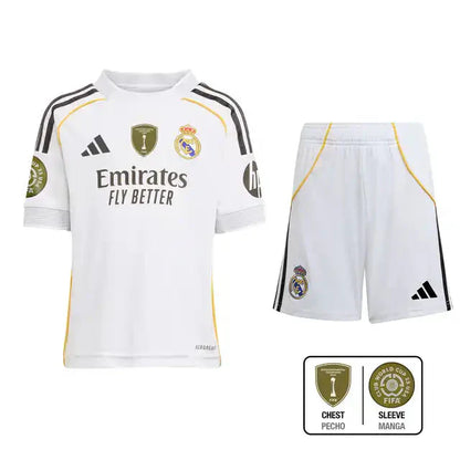 Kid's Real Madrid Home Soccer Jersey Kit(Jersey+Shorts+Socks) 2025/26 Go Game Wear