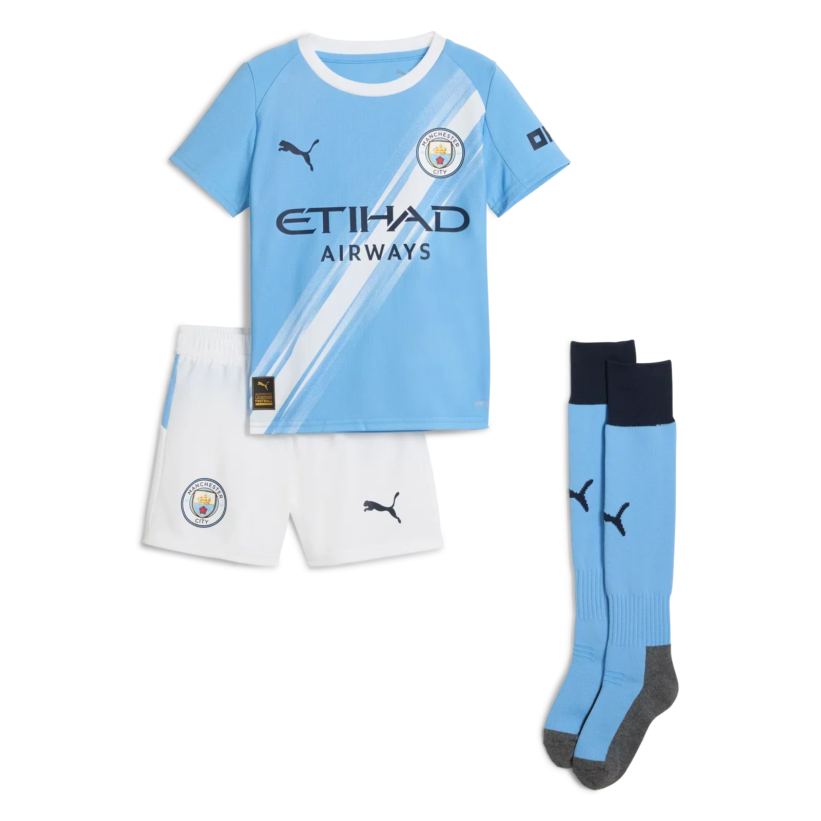 Kid's Manchester City Home Soccer Jersey Kit(Jersey+Shorts+Socks) 2025/26 Go Game Wear